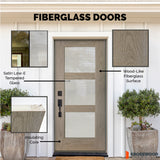 ASCEND Modern Fiberglass 5 Lite Satin Glass Exterior Door