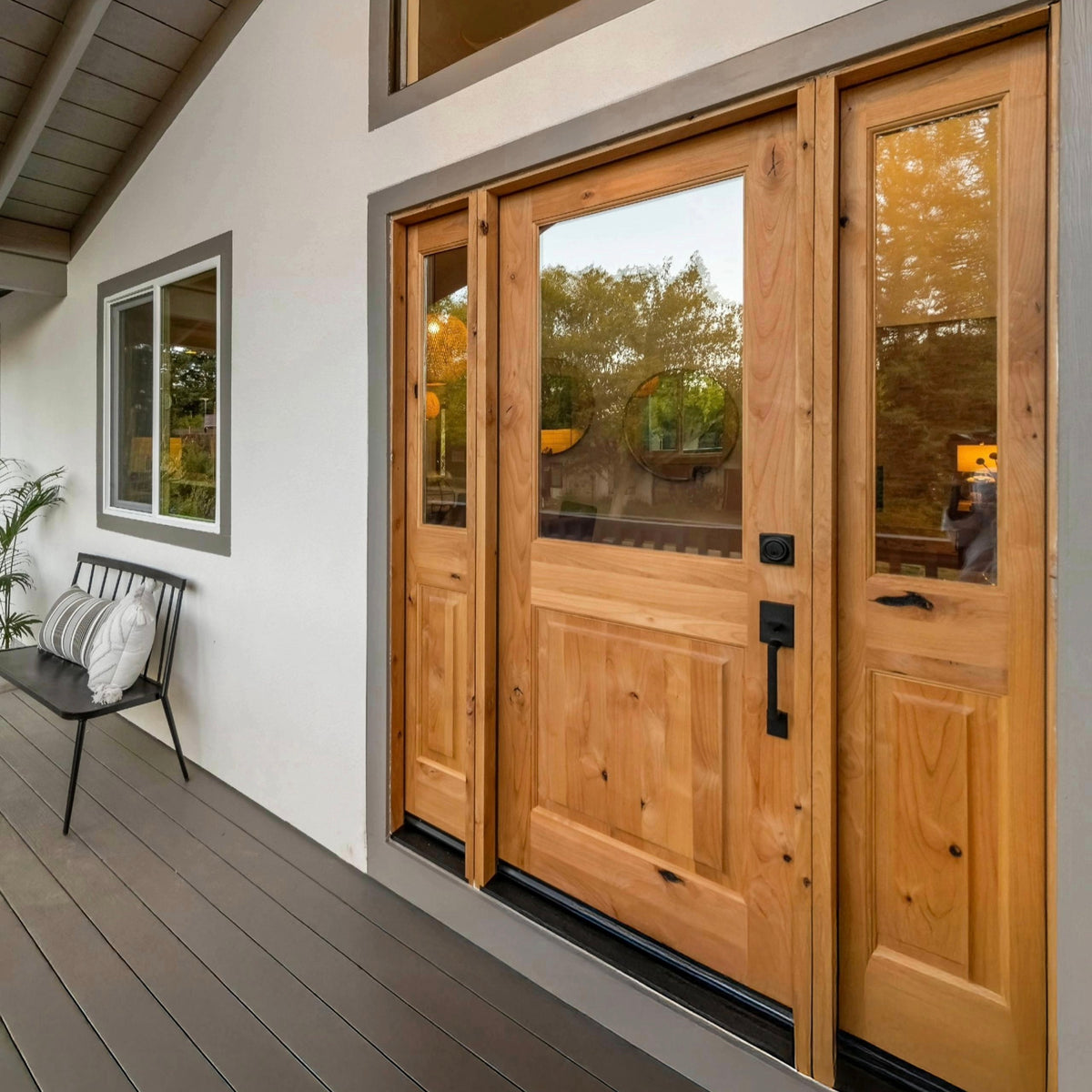 Modern Farmhouse Knotty Alder Wood Glass Exterior Door | Krosswood ...