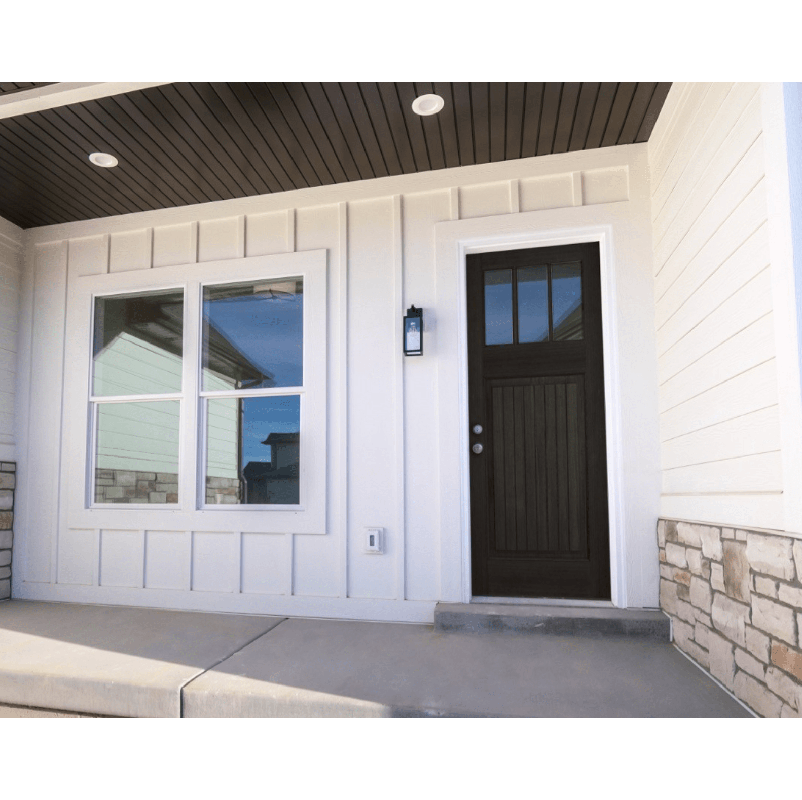 Craftsman Douglas Fir 3 Lite Clear Glass Exterior Door - Krosswood