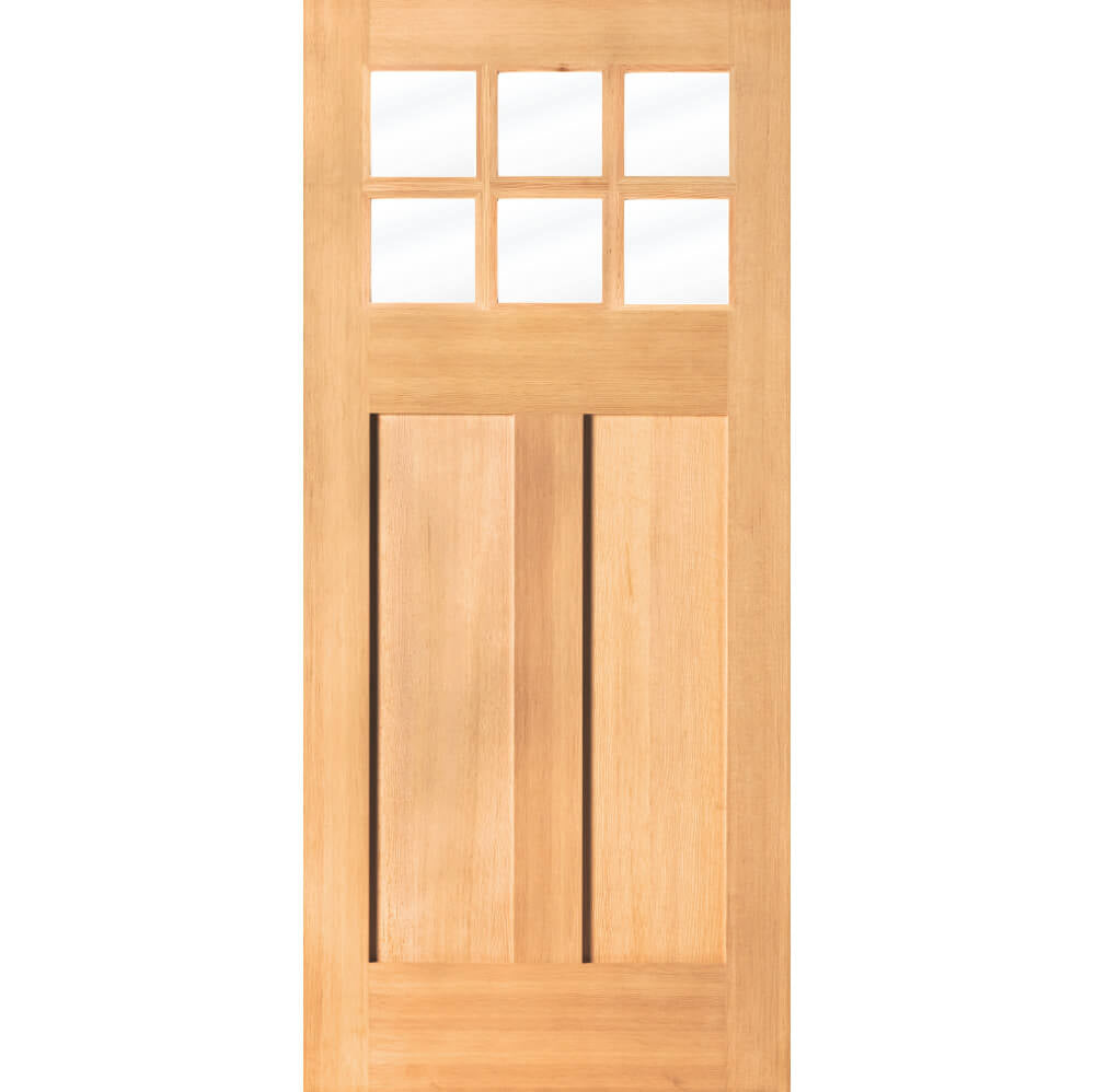 Craftsman Douglas Fir 6 Lite Clear Glass Exterior Door - Krosswood