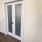 Craftsman Full Lite Satin Privacy Glass MDF Interior Double Door - Krosswood