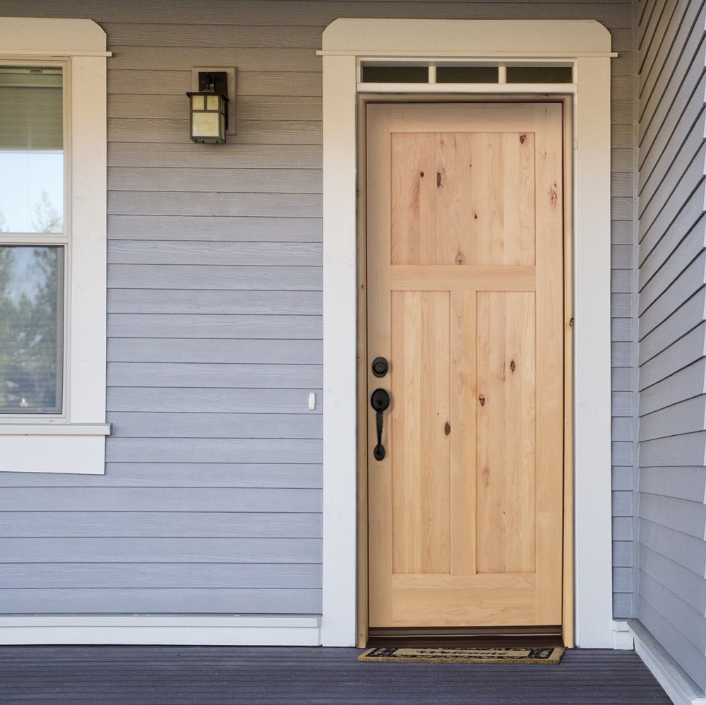 Craftsman Knotty Alder 3 Panel Exterior Door - Krosswood