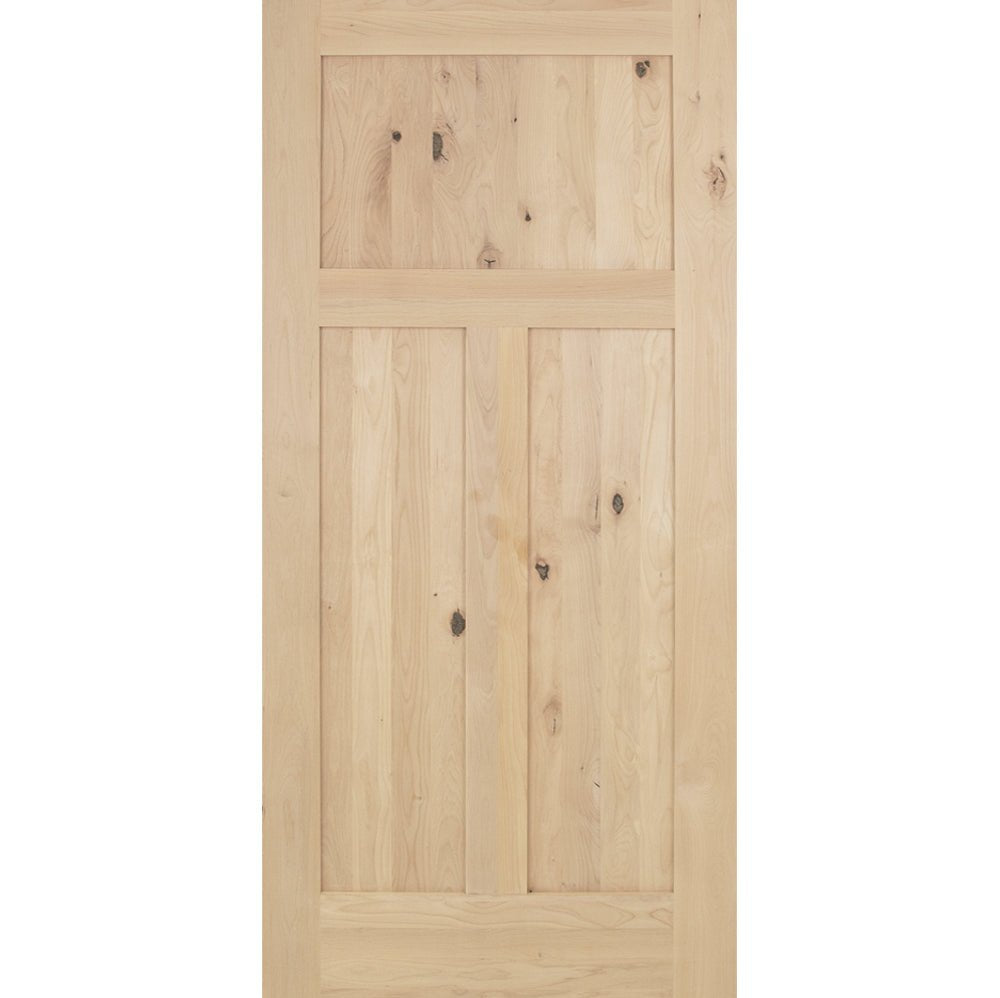 Craftsman Knotty Alder 3 Panel Exterior Door - Krosswood