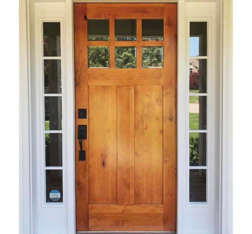 Craftsman Knotty Alder 6 Lite Clear Glass Exterior Door - Krosswood