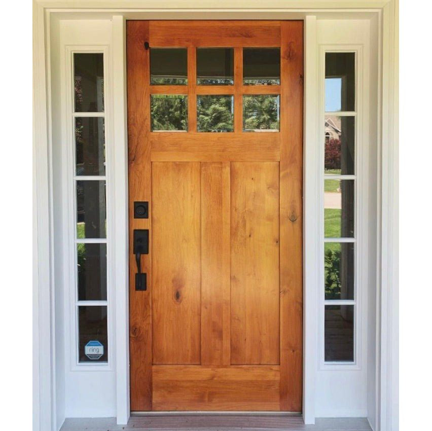 Craftsman Knotty Alder 6 Lite Clear Glass Exterior Door - Krosswood