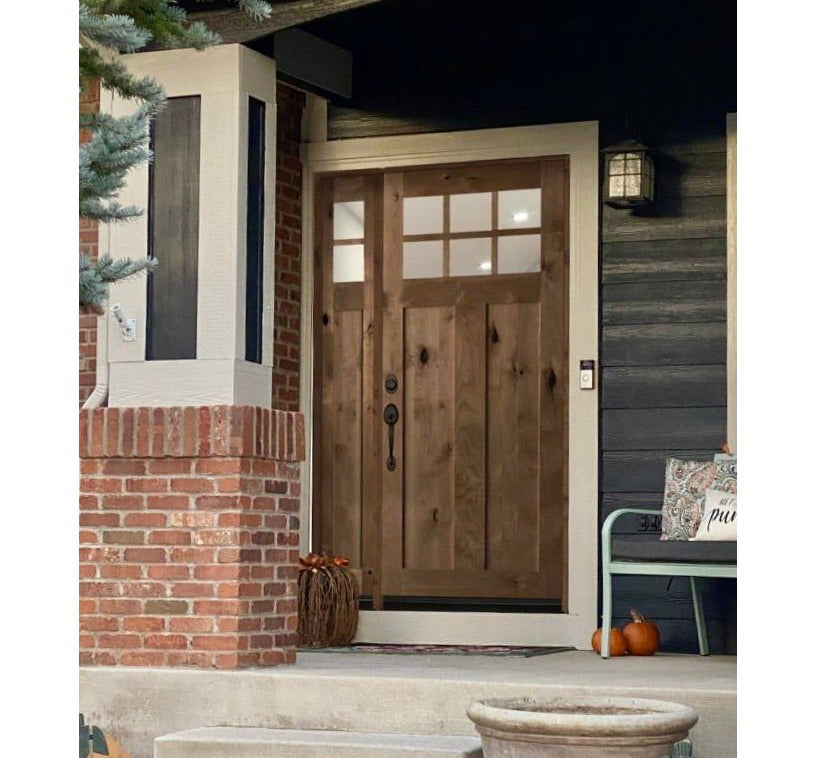 Craftsman Knotty Alder 6 Lite Clear Glass Exterior Door - Krosswood
