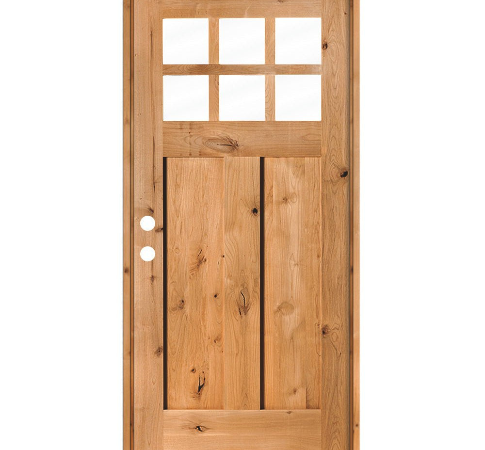 Craftsman Knotty Alder 6 Lite Clear Glass Exterior Door - Krosswood