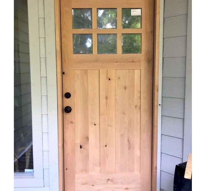 Craftsman Knotty Alder 6 Lite Clear Glass Exterior Door - Krosswood