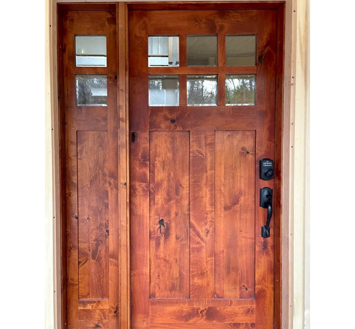 Craftsman Knotty Alder 6 Lite Clear Glass Exterior Door - Krosswood