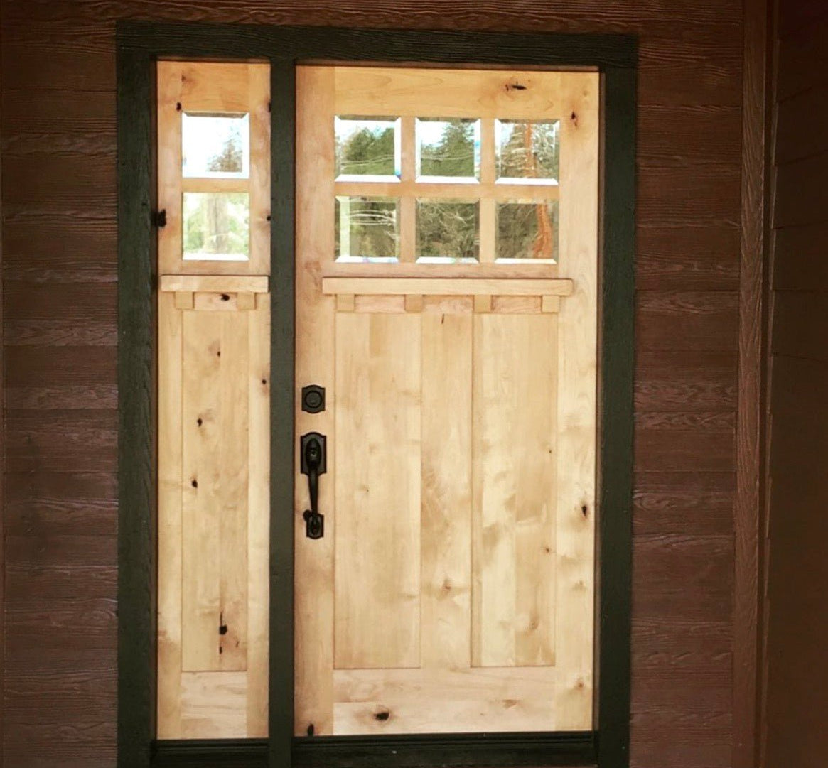 Craftsman Knotty Alder 6 Lite Glass Exterior Door with Dentil Shelf - Krosswood