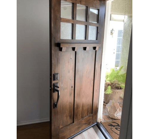 Craftsman Knotty Alder 6 Lite Glass Exterior Door with Dentil Shelf - Krosswood
