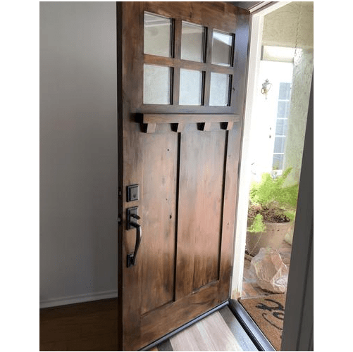 Craftsman Knotty Alder 6 Lite Glass Exterior Door with Dentil Shelf - Krosswood