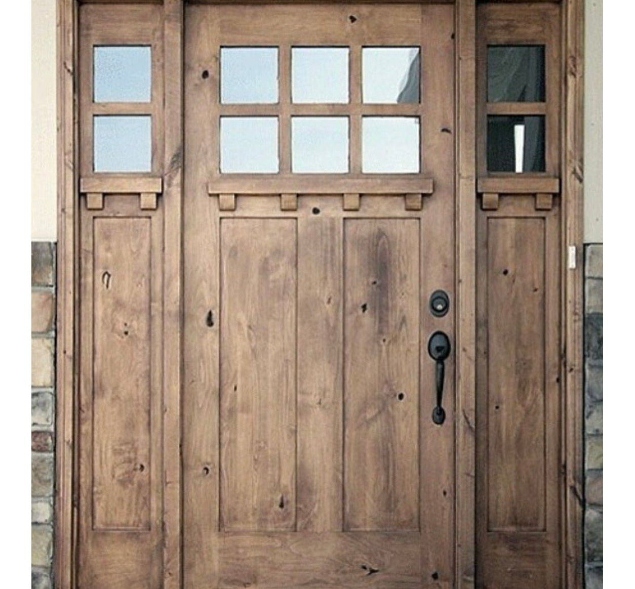 Craftsman Knotty Alder 6 Lite Glass Exterior Door with Dentil Shelf - Krosswood