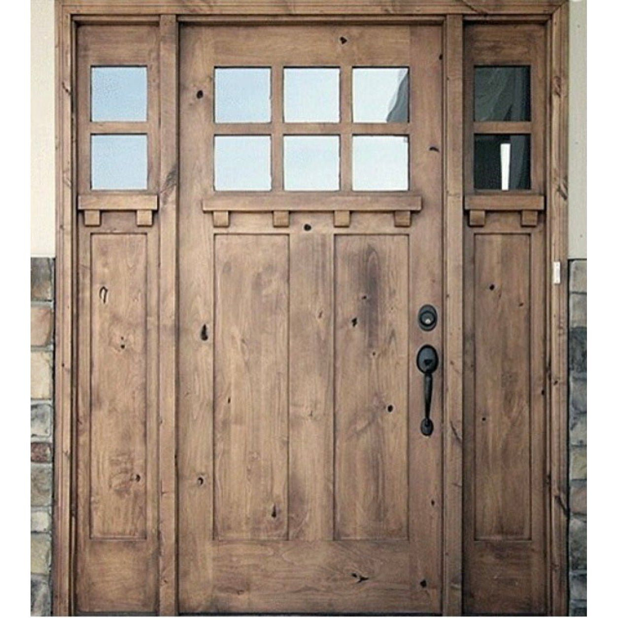 Craftsman Knotty Alder 6 Lite Glass Exterior Door with Dentil Shelf - Krosswood