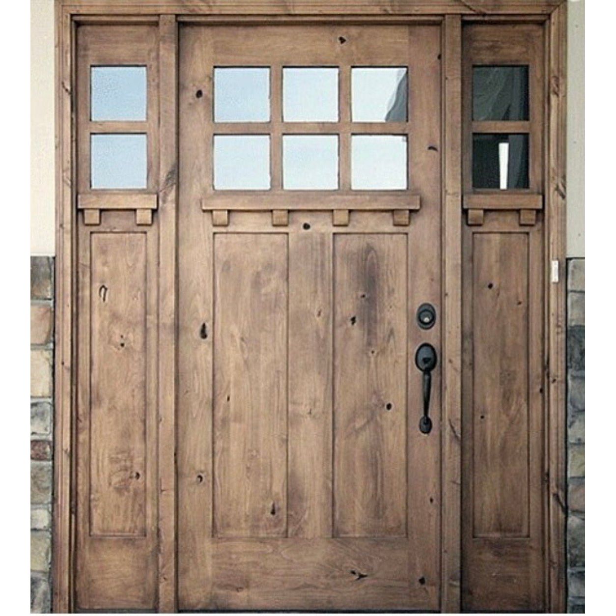 Craftsman Knotty Alder 6 Lite Glass Exterior Door with Dentil Shelf - Krosswood
