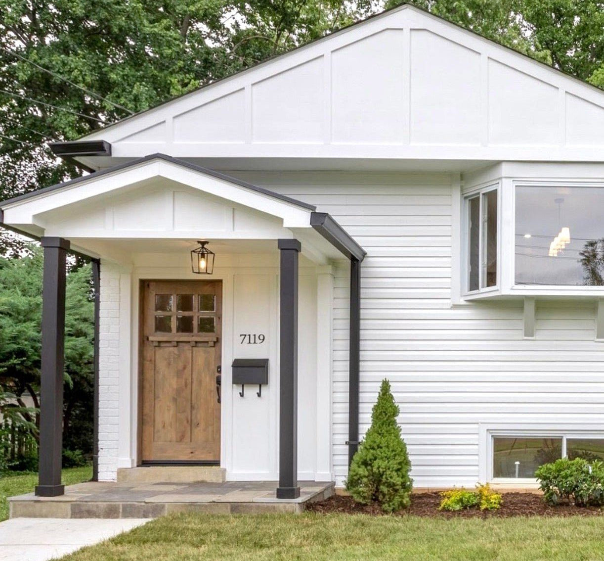 Craftsman Knotty Alder 6 Lite Glass Exterior Door with Dentil Shelf - Krosswood