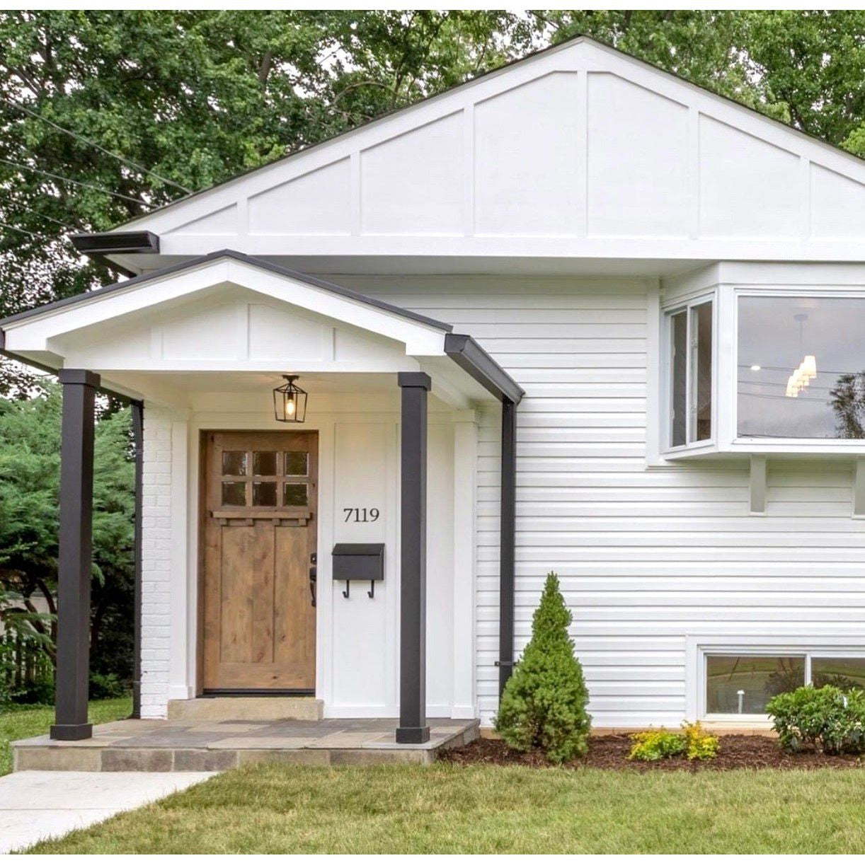 Craftsman Knotty Alder 6 Lite Glass Exterior Door with Dentil Shelf - Krosswood