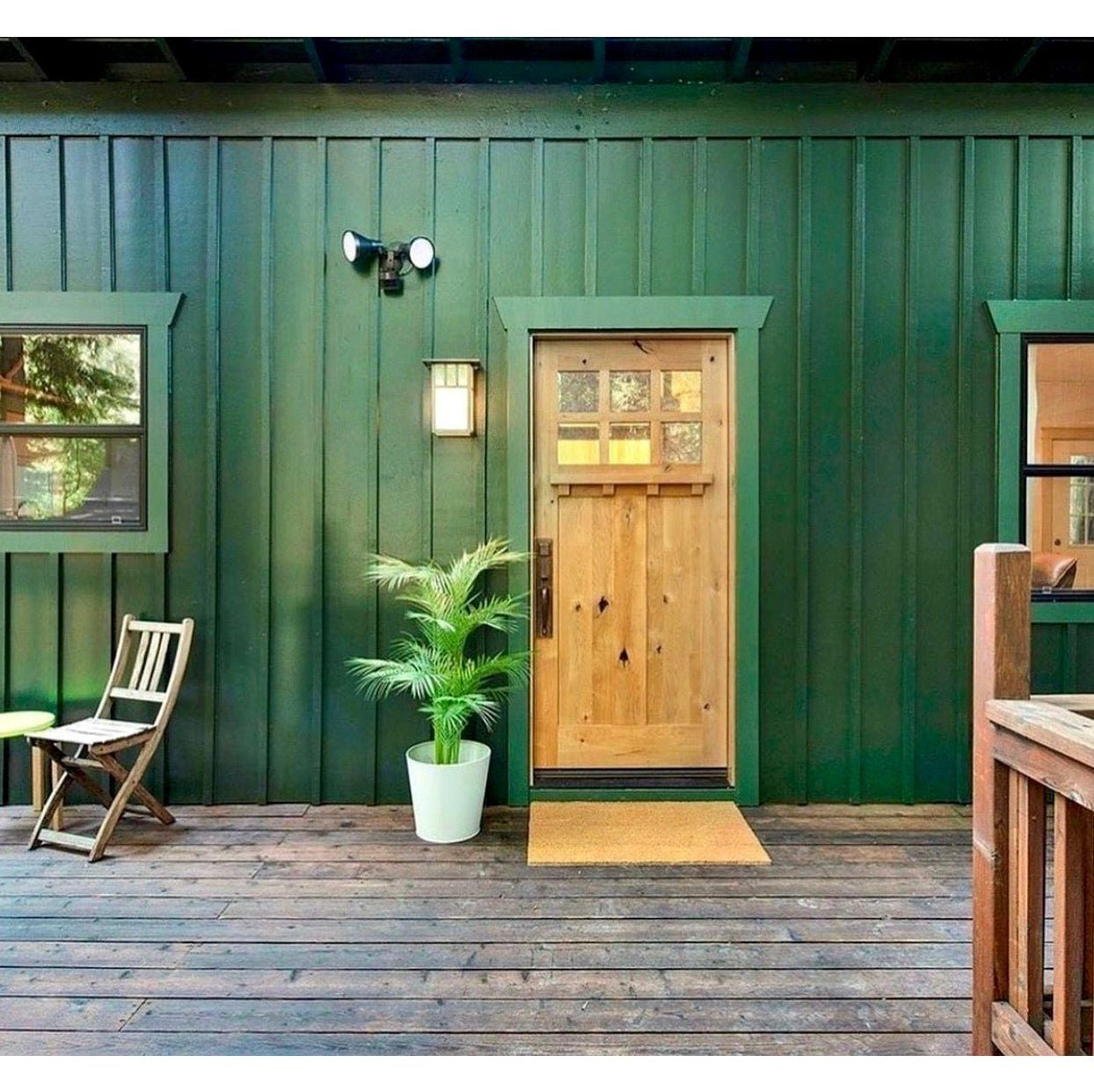 Craftsman Knotty Alder 6 Lite Glass Exterior Door with Dentil Shelf - Krosswood