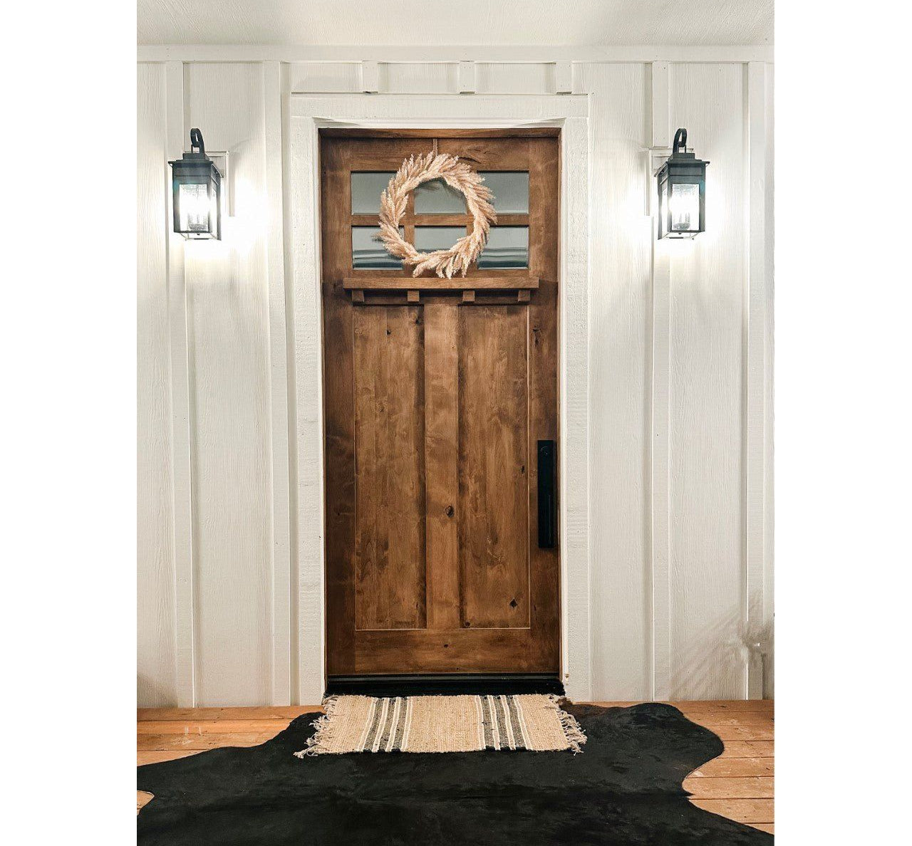 Craftsman Knotty Alder 6 Lite Glass Exterior Door with Dentil Shelf - Krosswood