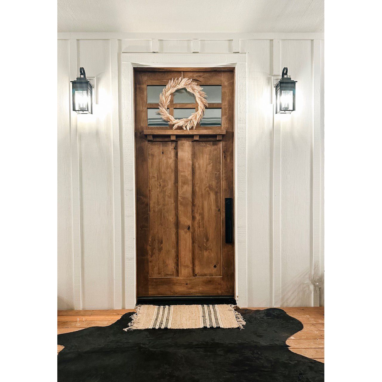 Craftsman Knotty Alder 6 Lite Glass Exterior Door with Dentil Shelf - Krosswood