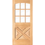Farmhouse Douglas Fir X-Panel Arch Top Clear Glass Exterior Door - Krosswood