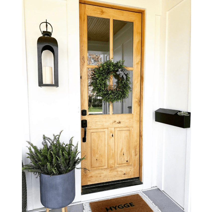 Farmhouse Knotty Alder 4 Lite Clear Glass Exterior Door - Krosswood