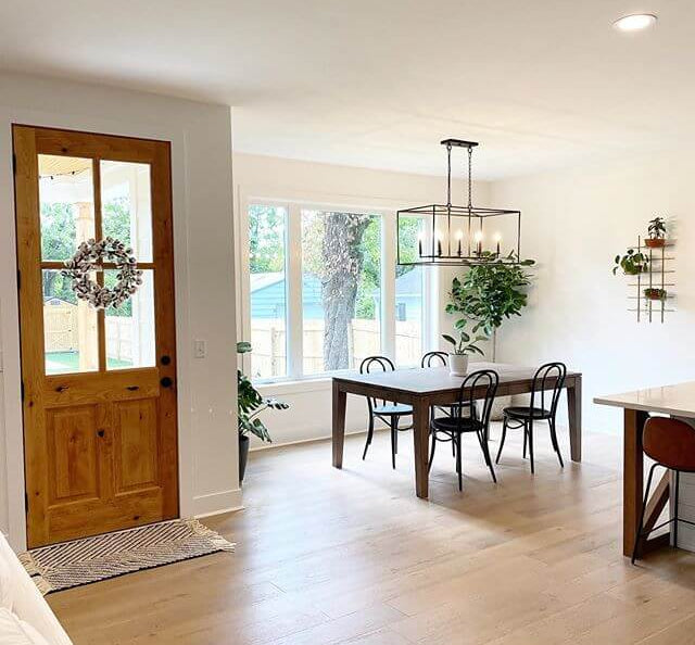 Farmhouse Knotty Alder 4 Lite Clear Glass Exterior Door - Krosswood