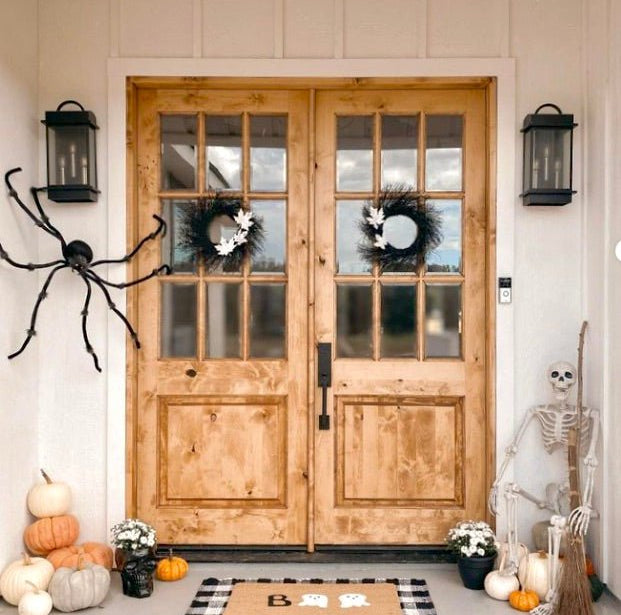 Farmhouse Knotty Alder 9 Lite Glass Exterior Double Door - Krosswood