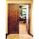 Farmhouse Knotty Alder Arch Top V-Groove Interior Double Door - Krosswood