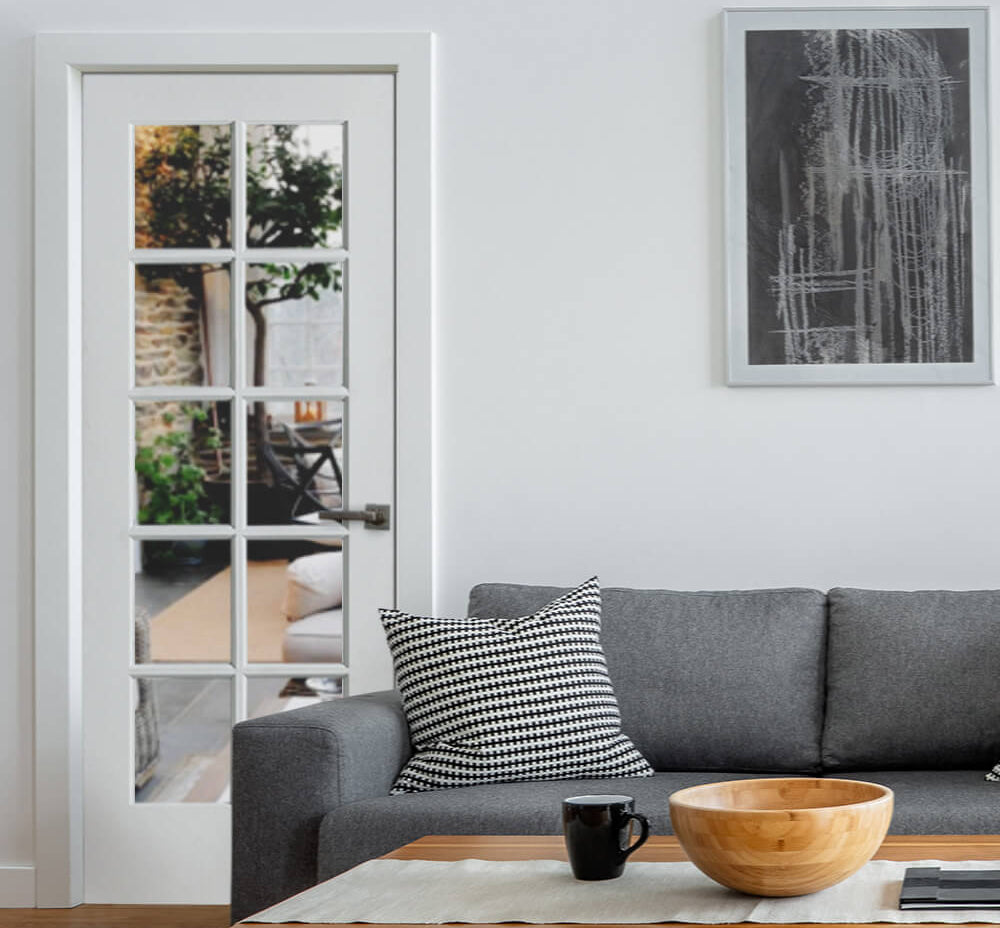 French 10 Lite Clear Glass MDF Interior Door - Krosswood