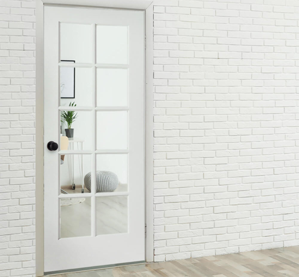 French 10 Lite Clear Glass MDF Interior Door - Krosswood