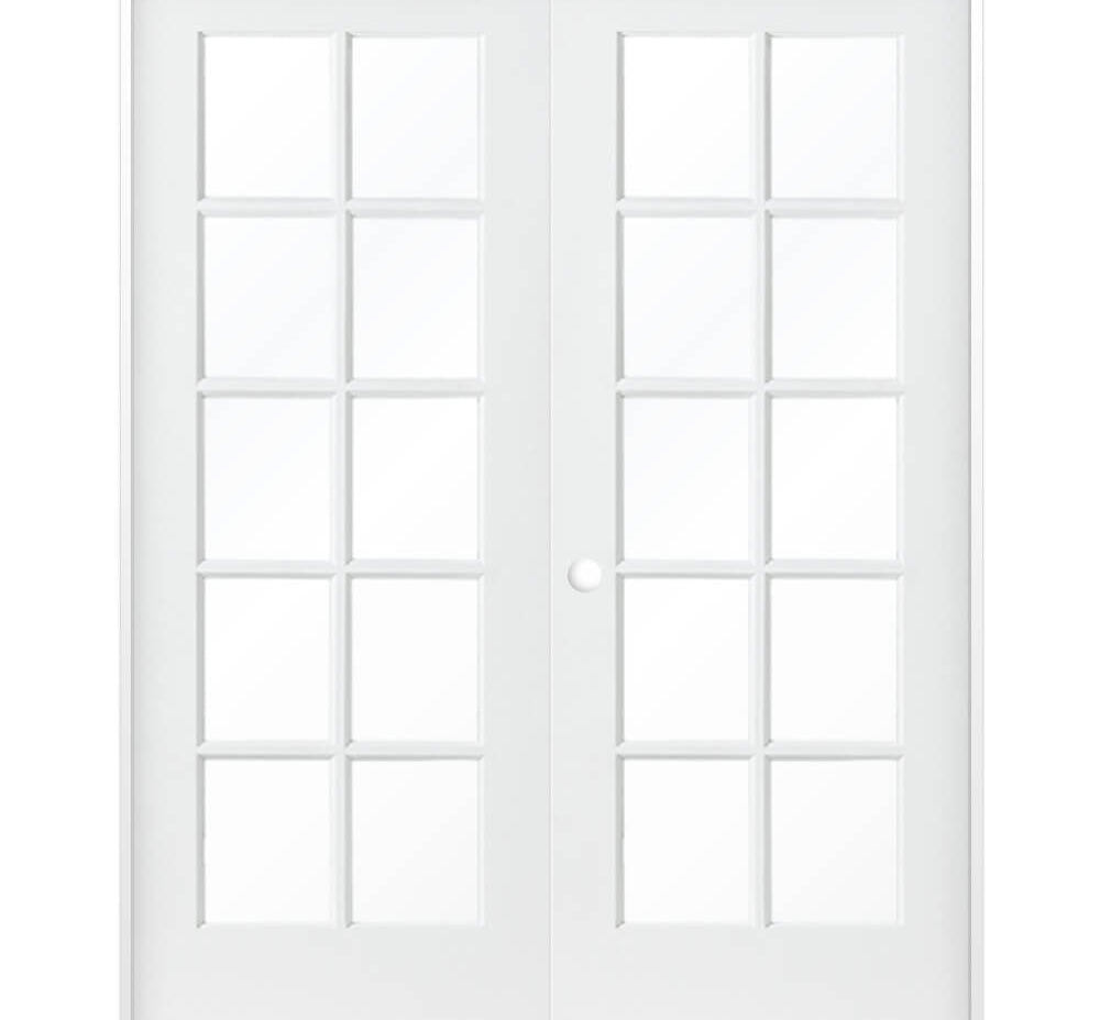 French 10 Lite Clear Glass MDF Interior Double Door - Krosswood