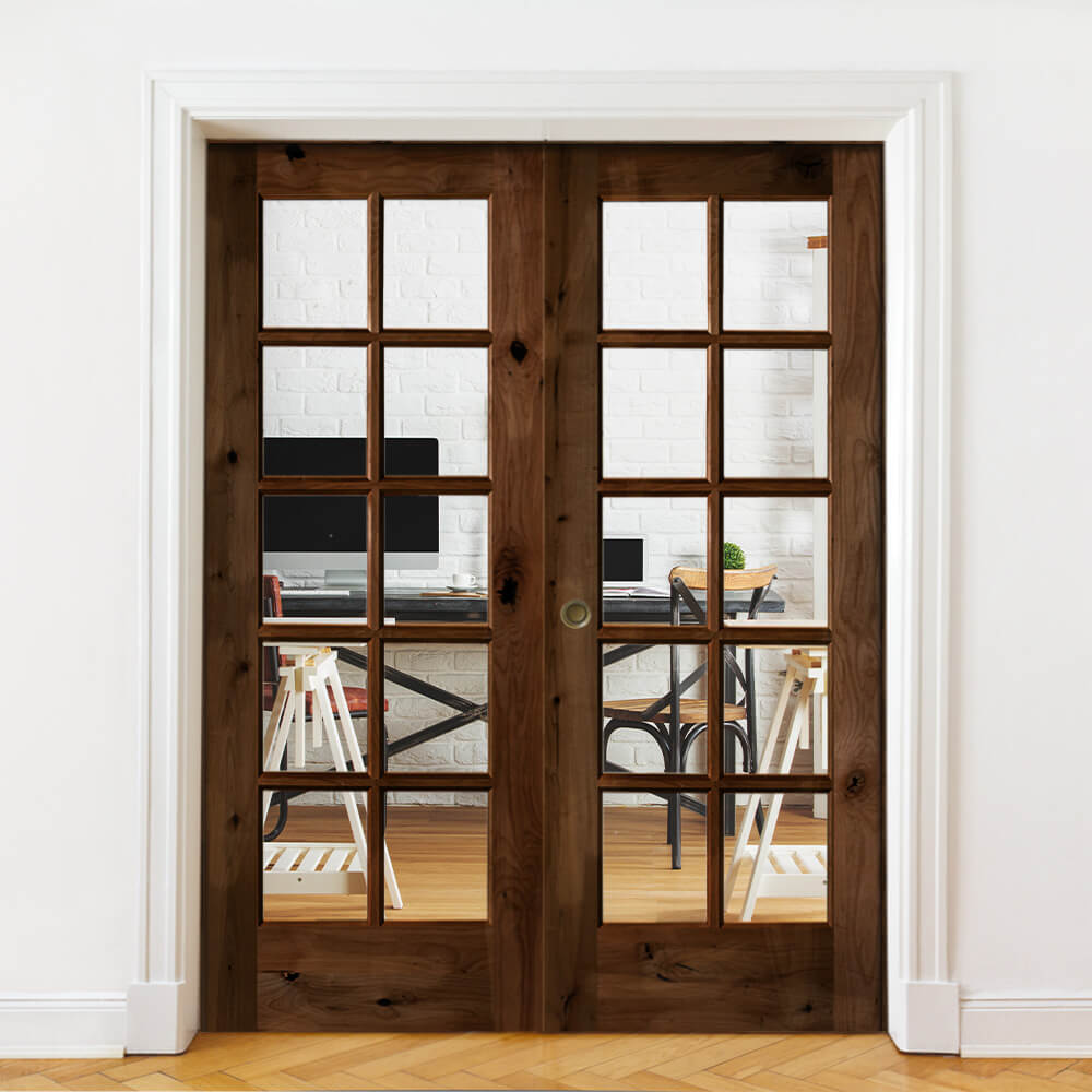 French Wood 10 Lite Glass Window Interior Double Doors | Krosswood ...