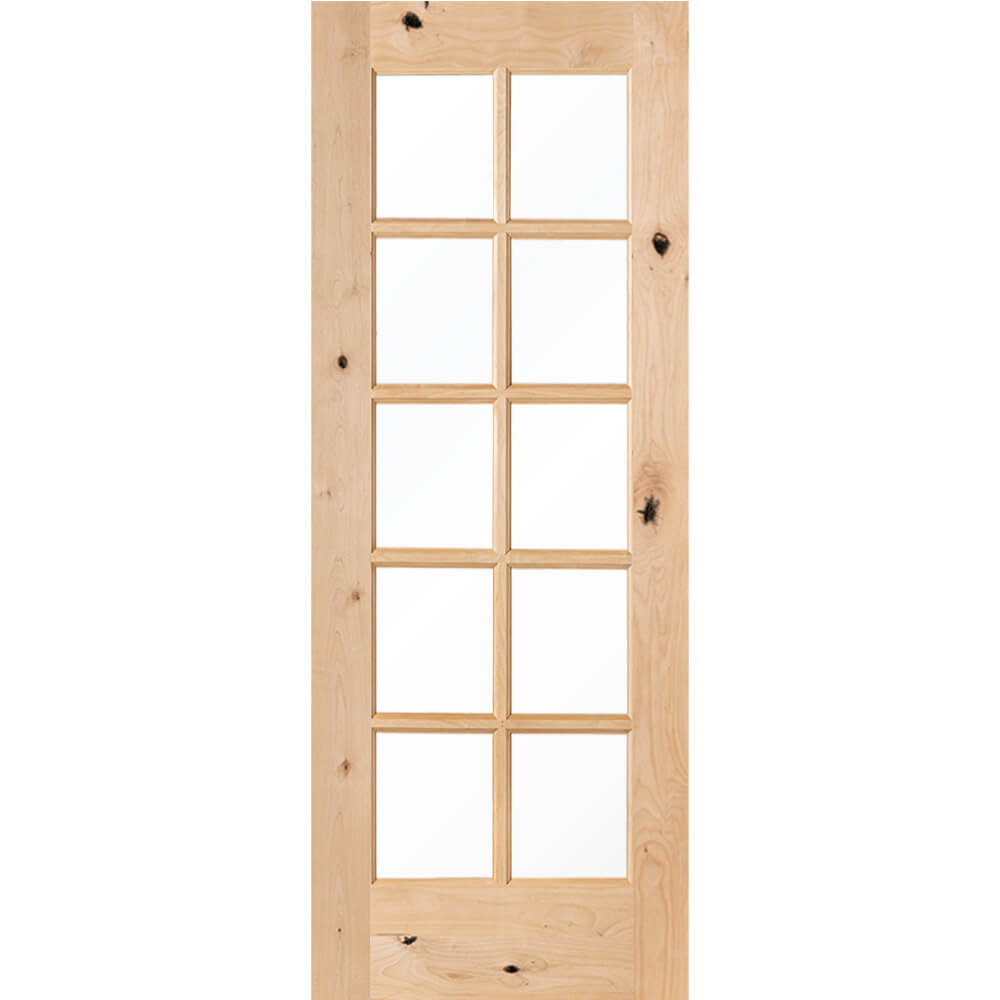 French Knotty Alder 10 Lite Clear Glass Window Interior Door - Krosswood