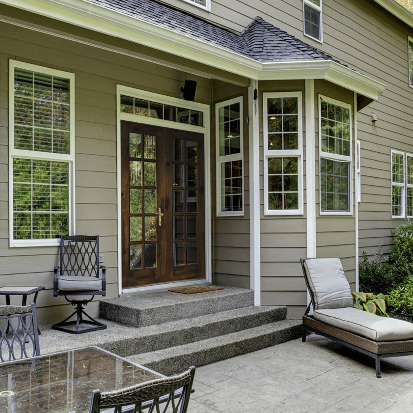 French Knotty Alder 10 Lite Glass Exterior Double Door - Krosswood