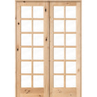 French Knotty Alder 12 Lite Clear Glass Interior Double Door - Krosswood