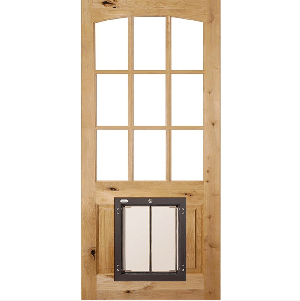 Exterior door with window and dog door best sale