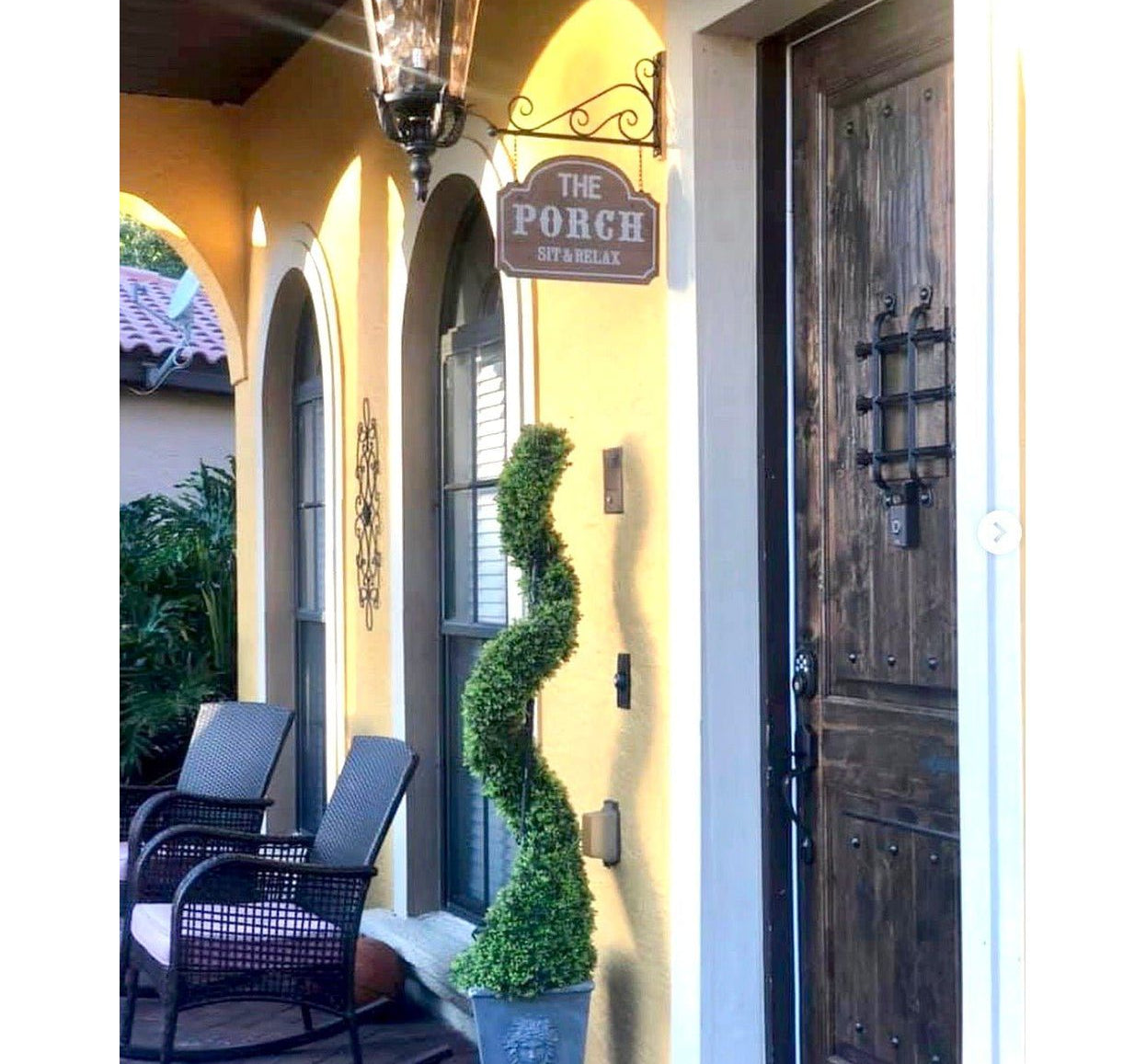 Mediterranean Knotty Alder Square Top Speakeasy Exterior Door - Krosswood