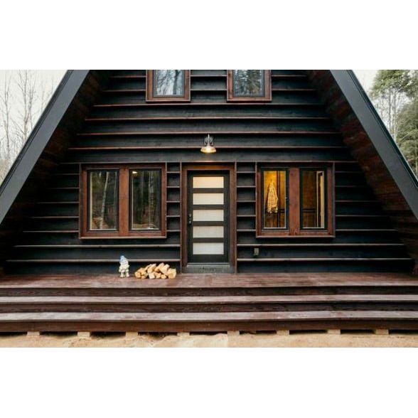 Modern Douglas Fir 5 Lite Satin Etched Glass Exterior Door - Krosswood