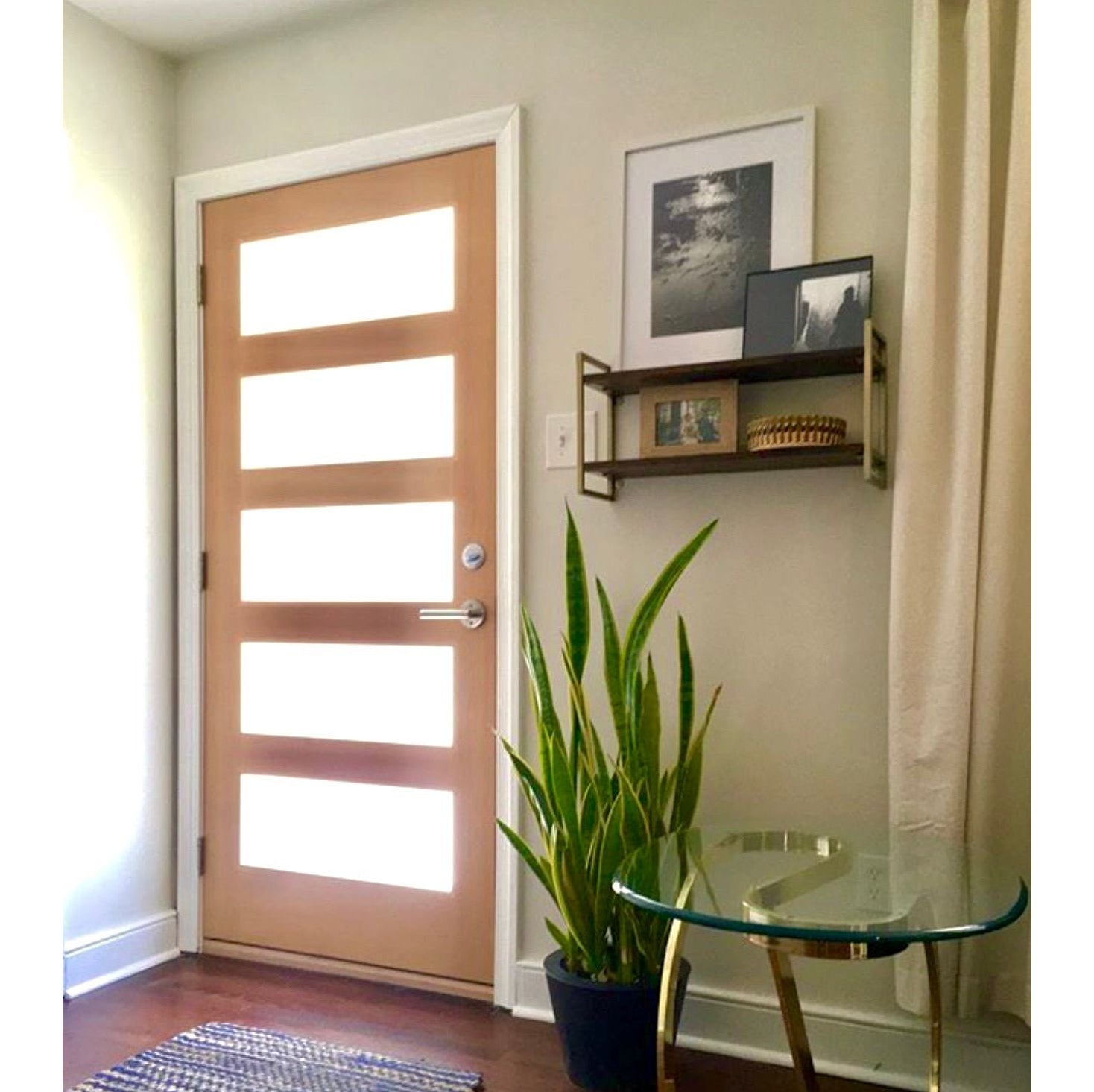 Modern Douglas Fir 5 Lite Satin Etched Glass Exterior Door - Krosswood