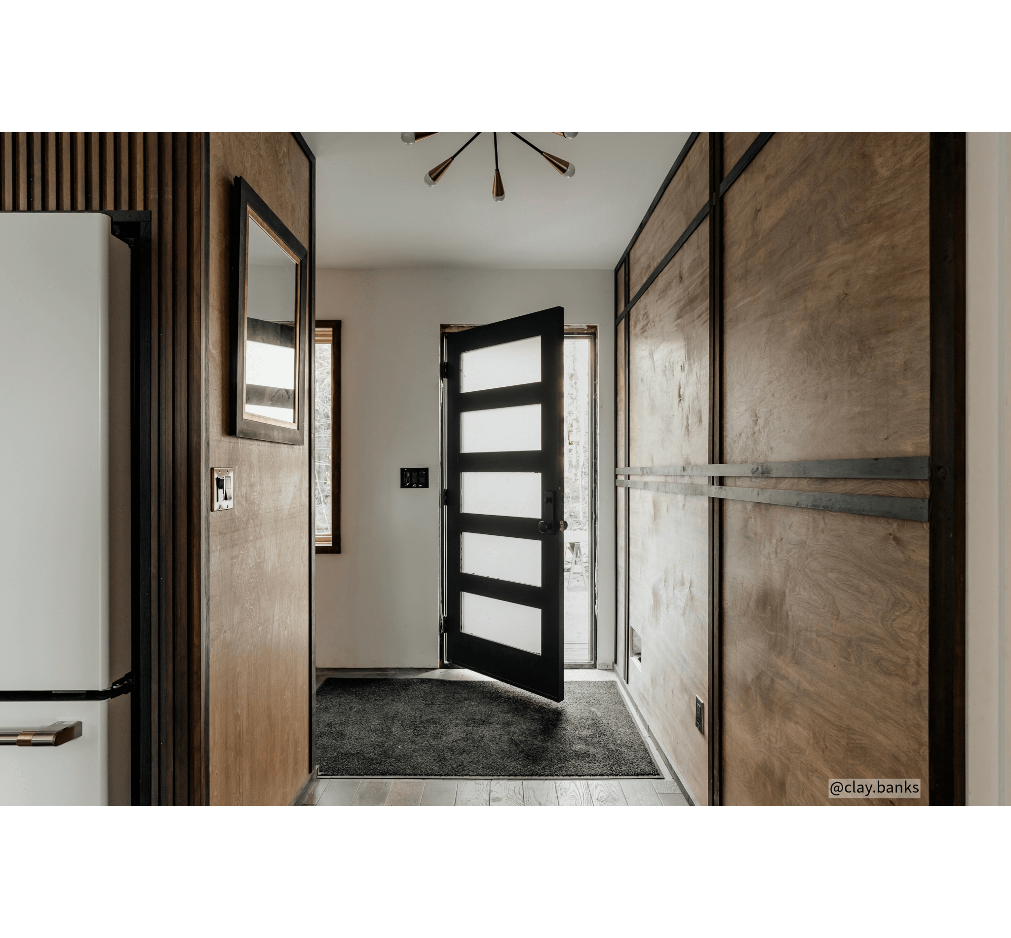 Modern Douglas Fir 5 Lite Satin Etched Glass Exterior Door - Krosswood