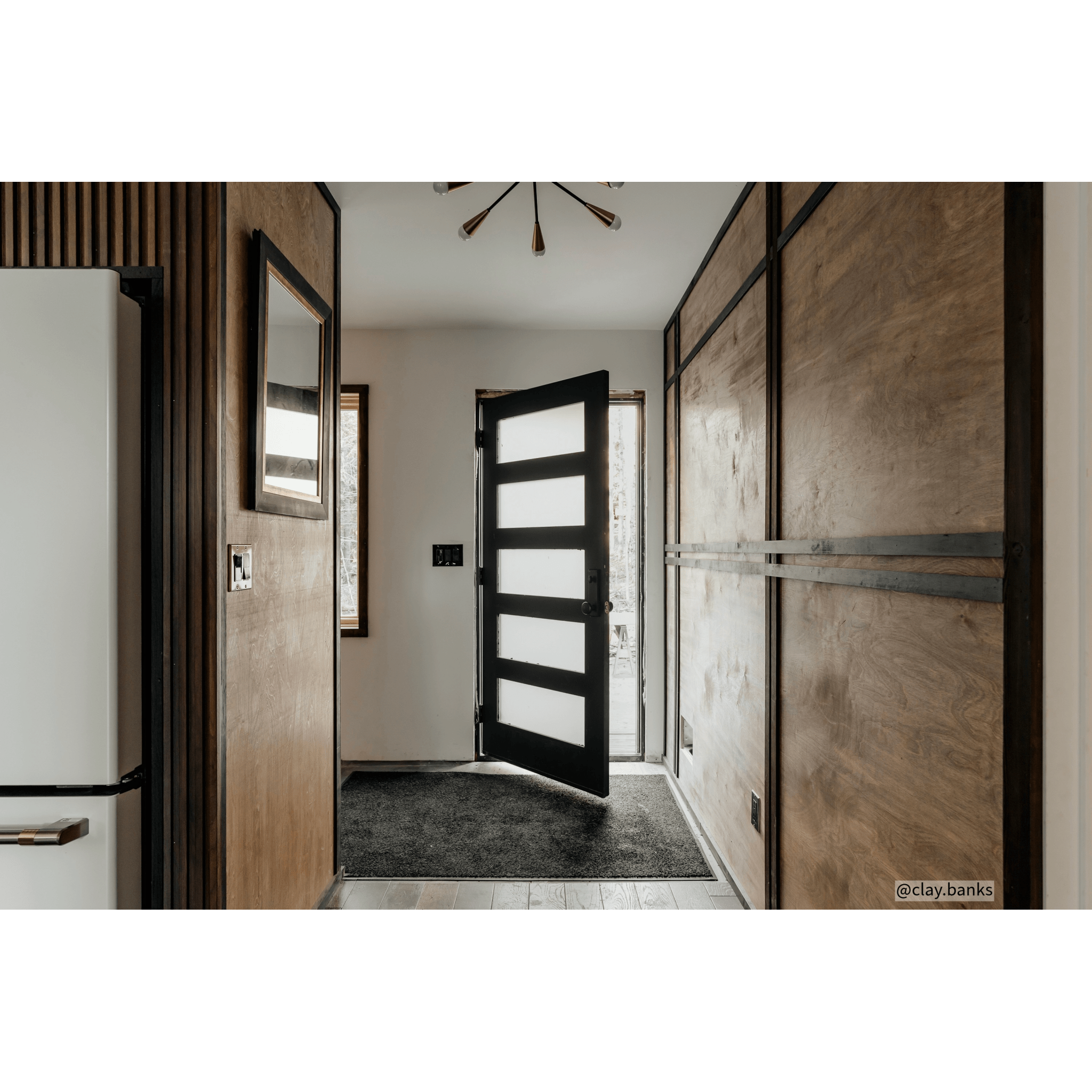 Modern Douglas Fir 5 Lite Satin Etched Glass Exterior Door - Krosswood