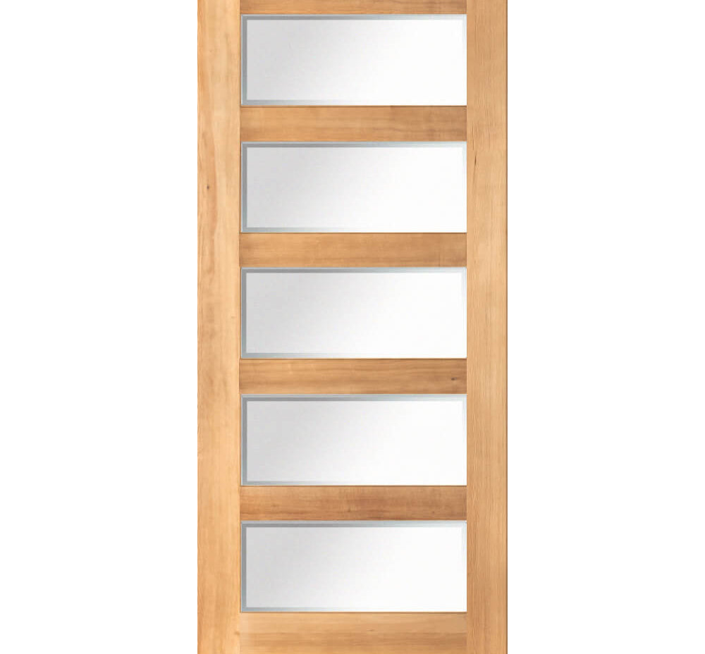 Modern Douglas Fir 5 Lite Satin Etched Glass Exterior Door - Krosswood