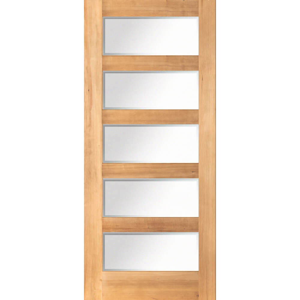 Modern Douglas Fir 5 Lite Satin Etched Glass Exterior Door - Krosswood