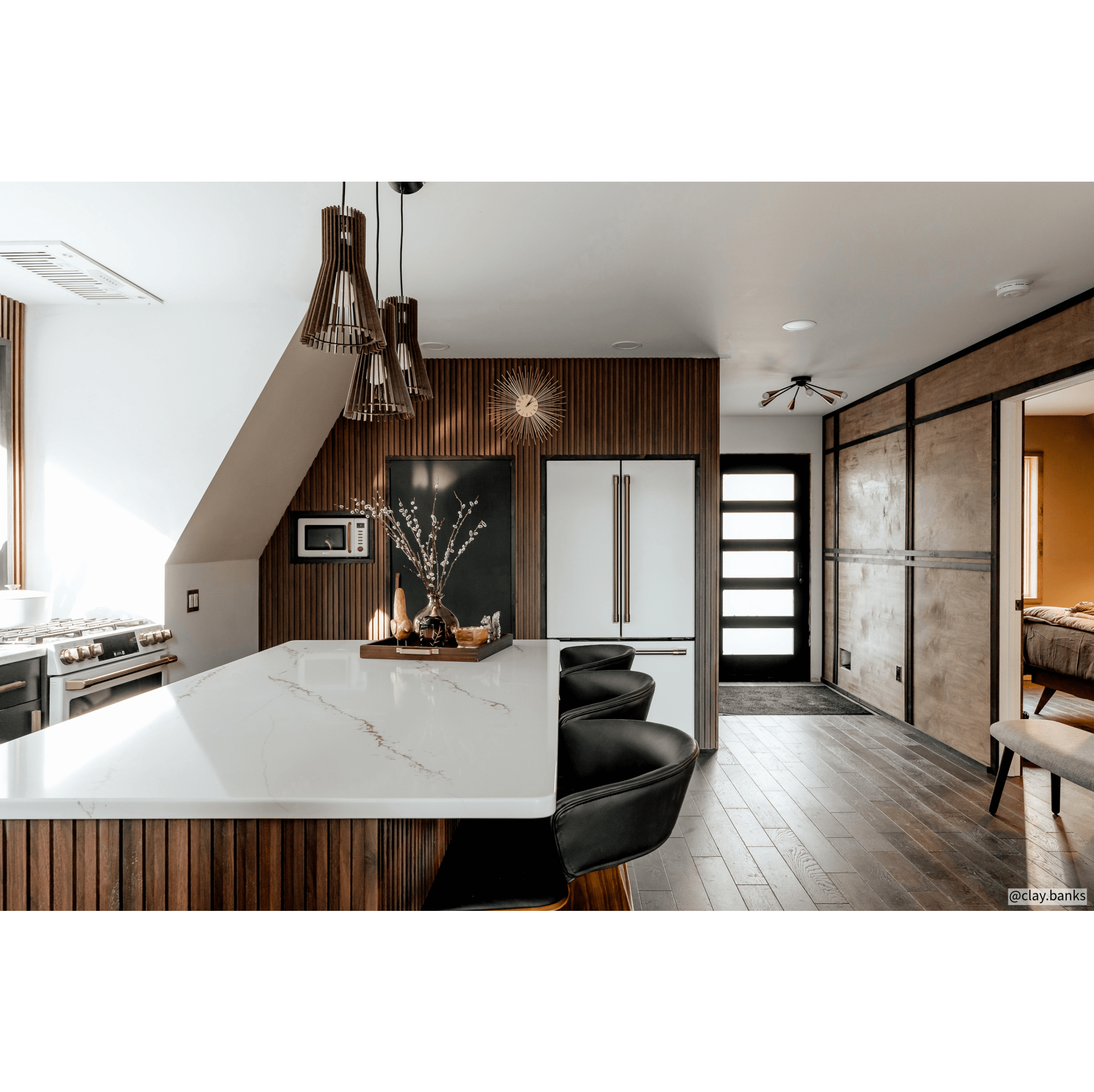 Modern Douglas Fir 5 Lite Satin Etched Glass Exterior Door - Krosswood
