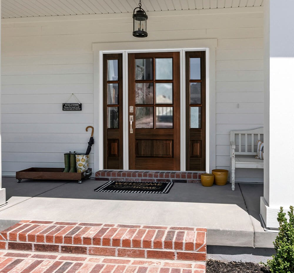 Modern Douglas Fir 6 Lite Clear Glass Exterior Door - Krosswood