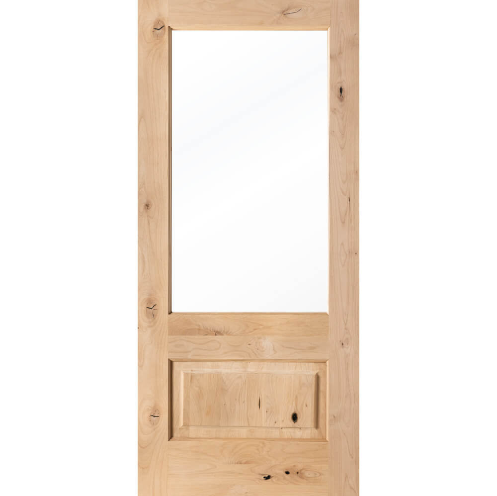 Modern Farmhouse Knotty Alder 3/4 Lite Clear Glass Exterior Door - Krosswood