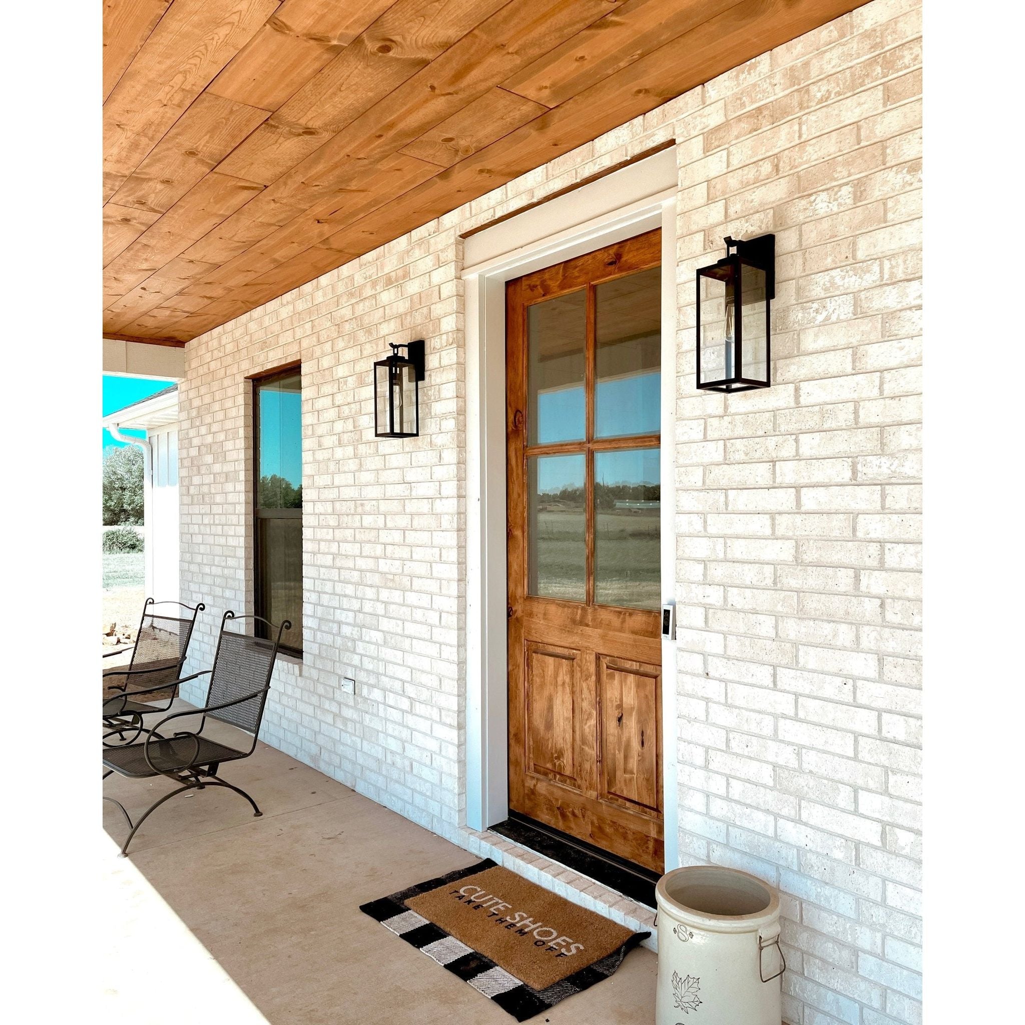 Modern Farmhouse Knotty Alder 4 Lite Glass Exterior Dutch Door - Krosswood