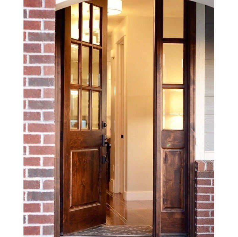 Modern Farmhouse Knotty Alder 9 Lite Clear Glass Exterior Door - Krosswood