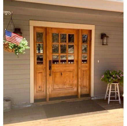 Modern Farmhouse Knotty Alder 9 Lite Clear Glass Exterior Door - Krosswood